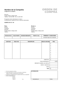 Exemplos de ordem de compra